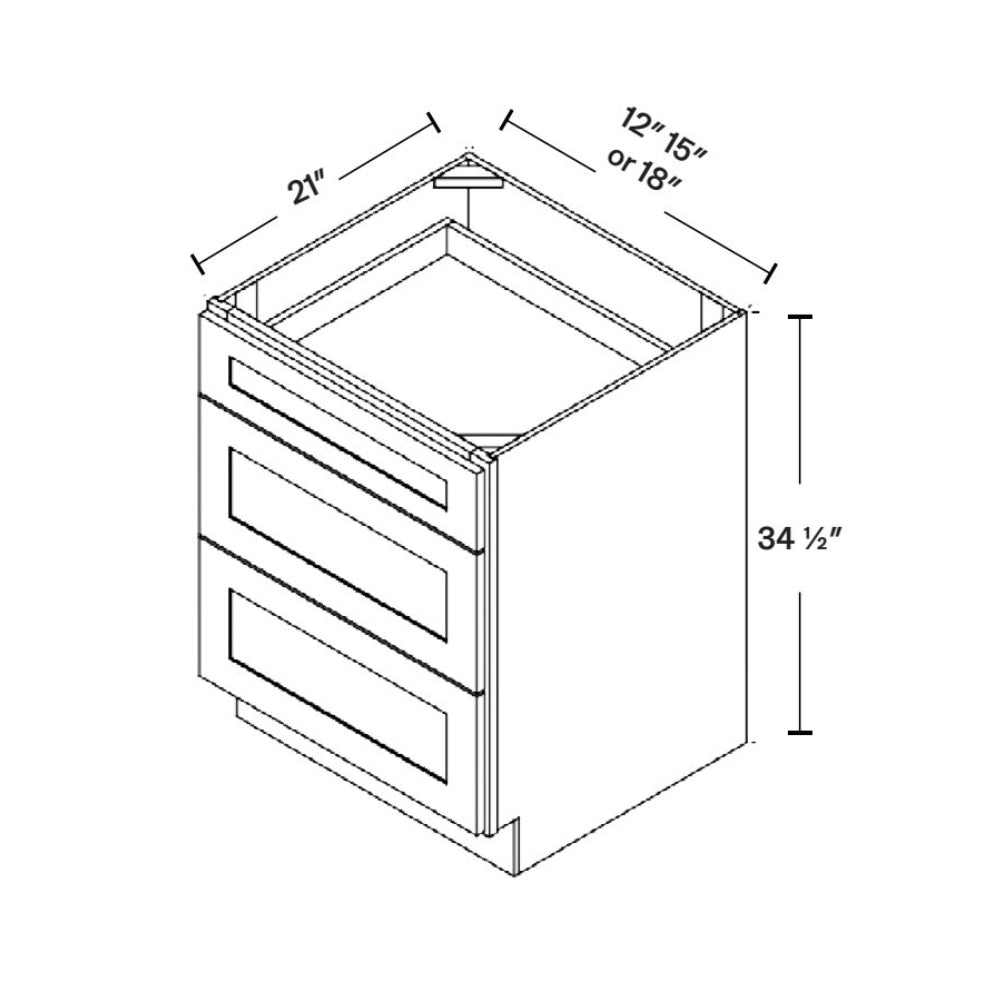 15" Modern Style Bathroom Vanity Drawer Base Set 3VDB15