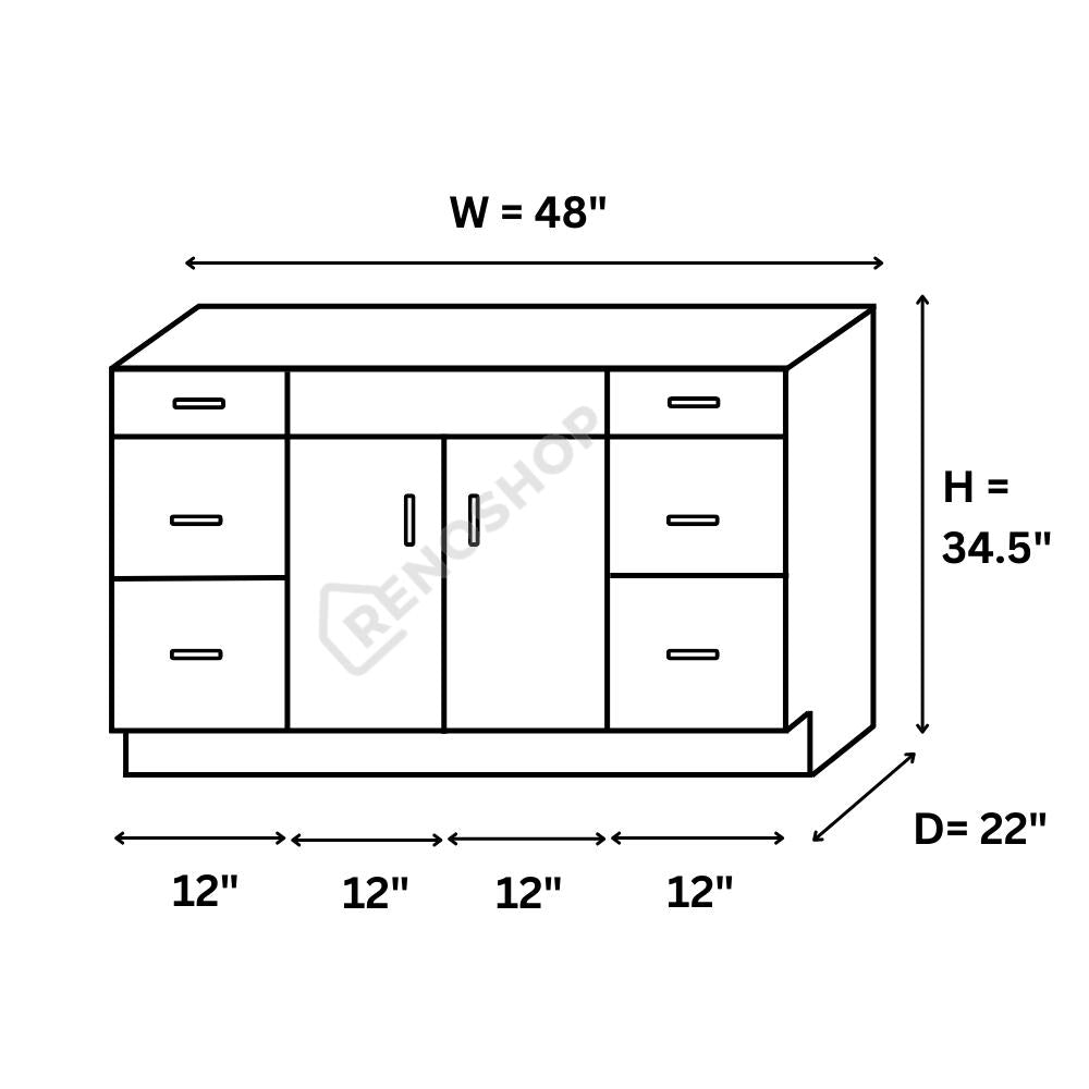 48 Inches K10 Solid Wood Bathroom Vanity Cabinet Only