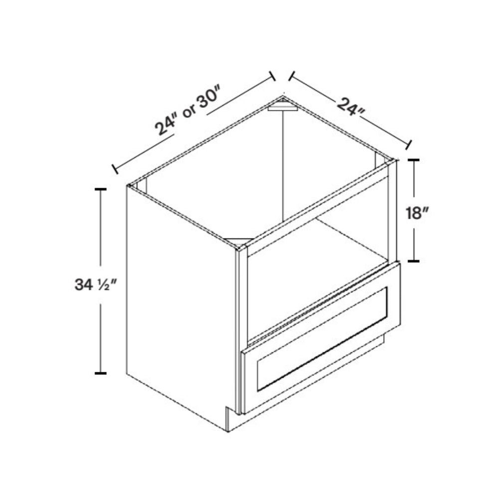 MB24 Matte Grey Single Drawer Microwave Base Cabinet — Modern Style
