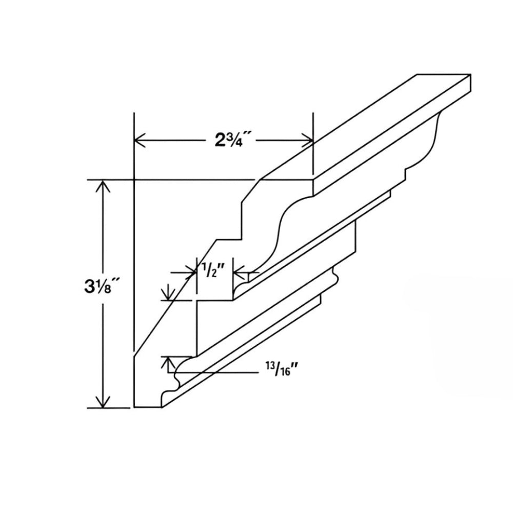 RCM4S(LCM) Slim Shaker White Inset Crown Moulding
