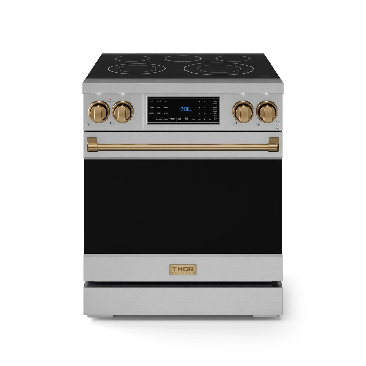 Thor Kitchen Gordon Ramsay Series 30-Inch Professional Electric Range with Tilt Panel Touch Control in Stainless Steel with Bronze Trim RSE30-BRZ - Electric Range - Thor Kitchen