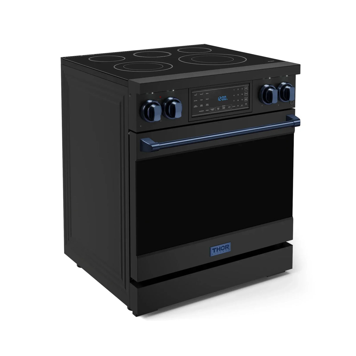 Thor Kitchen Gordon Ramsay Series 30-Inch Professional Electric Range with Tilt Panel Touch Control in Black with Navy Blue Trim RSE30B-BLU - Electric Range - Thor Kitchen