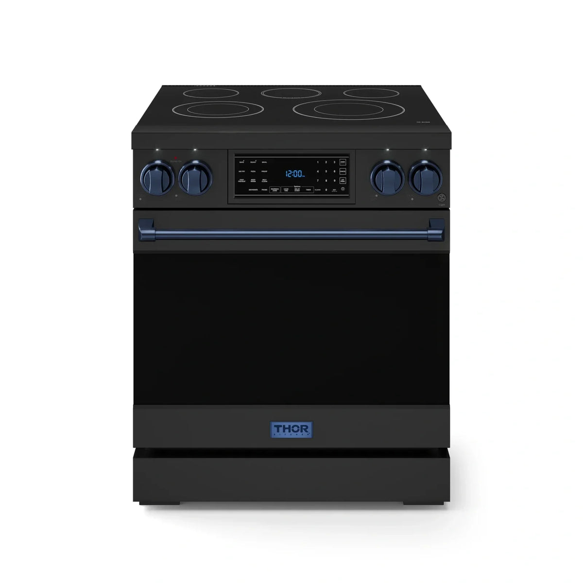 Thor Kitchen Gordon Ramsay Series 30-Inch Professional Electric Range with Tilt Panel Touch Control in Black with Navy Blue Trim RSE30B-BLU - Electric Range - Thor Kitchen