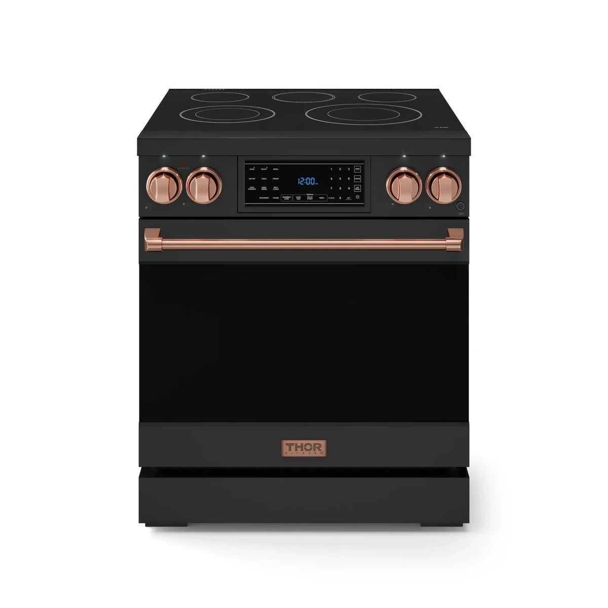 Thor Kitchen Gordon Ramsay Series 30-Inch Professional Electric Range with Tilt Panel Touch Control in Black with Rose Gold Trim RSE30B-RSG - Electric Range - Thor Kitchen