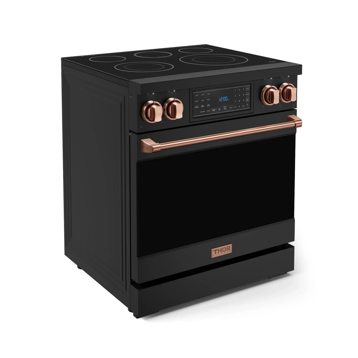 Thor Kitchen Gordon Ramsay Series 30-Inch Professional Electric Range with Tilt Panel Touch Control in Black with Rose Gold Trim RSE30B-RSG - Electric Range - Thor Kitchen