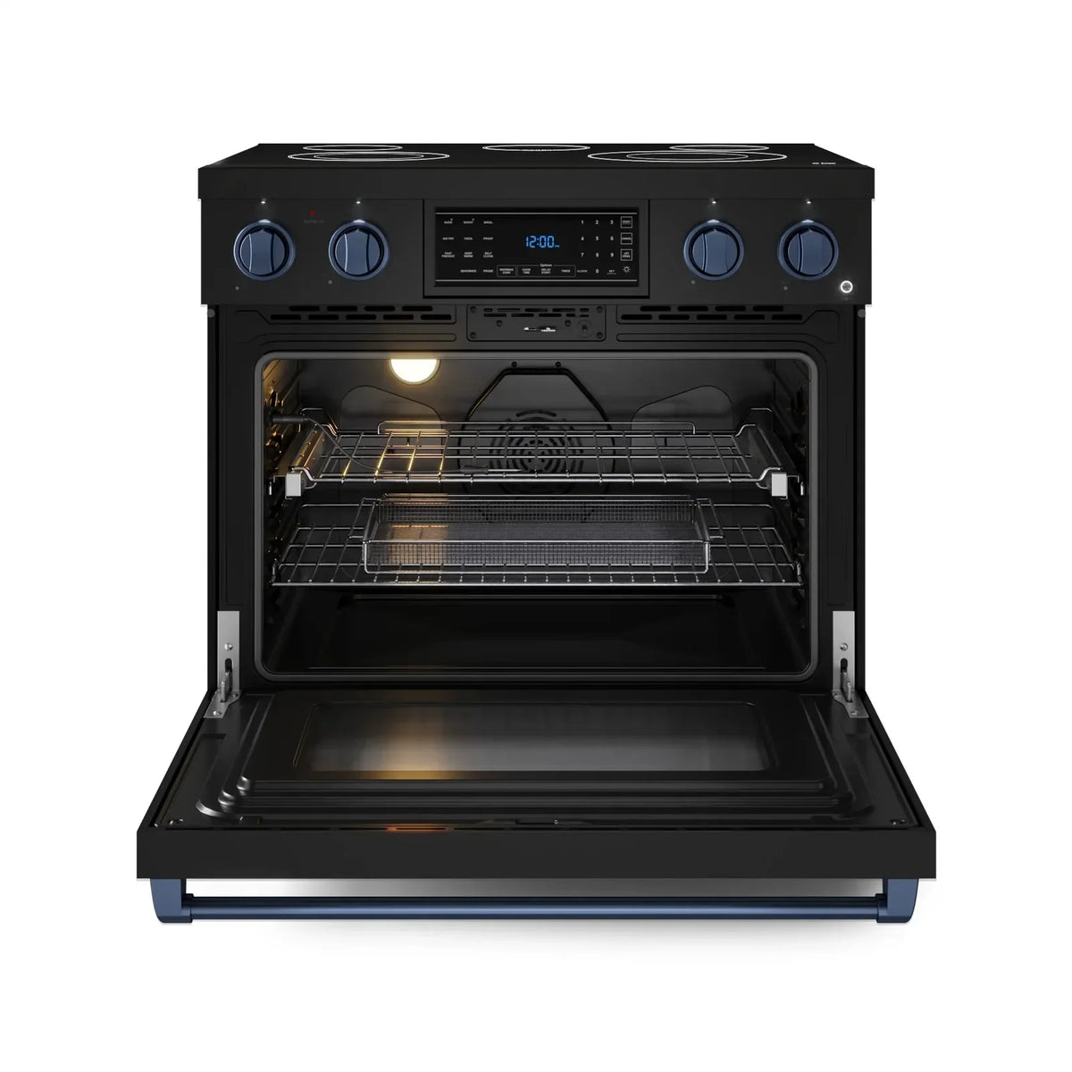 Thor Kitchen Gordon Ramsay Series 36-Inch Professional Electric Range with Tilt Panel Touch Control in Black with Navy Blue Trim RSE36B-BLU - Electric Range - Thor Kitchen