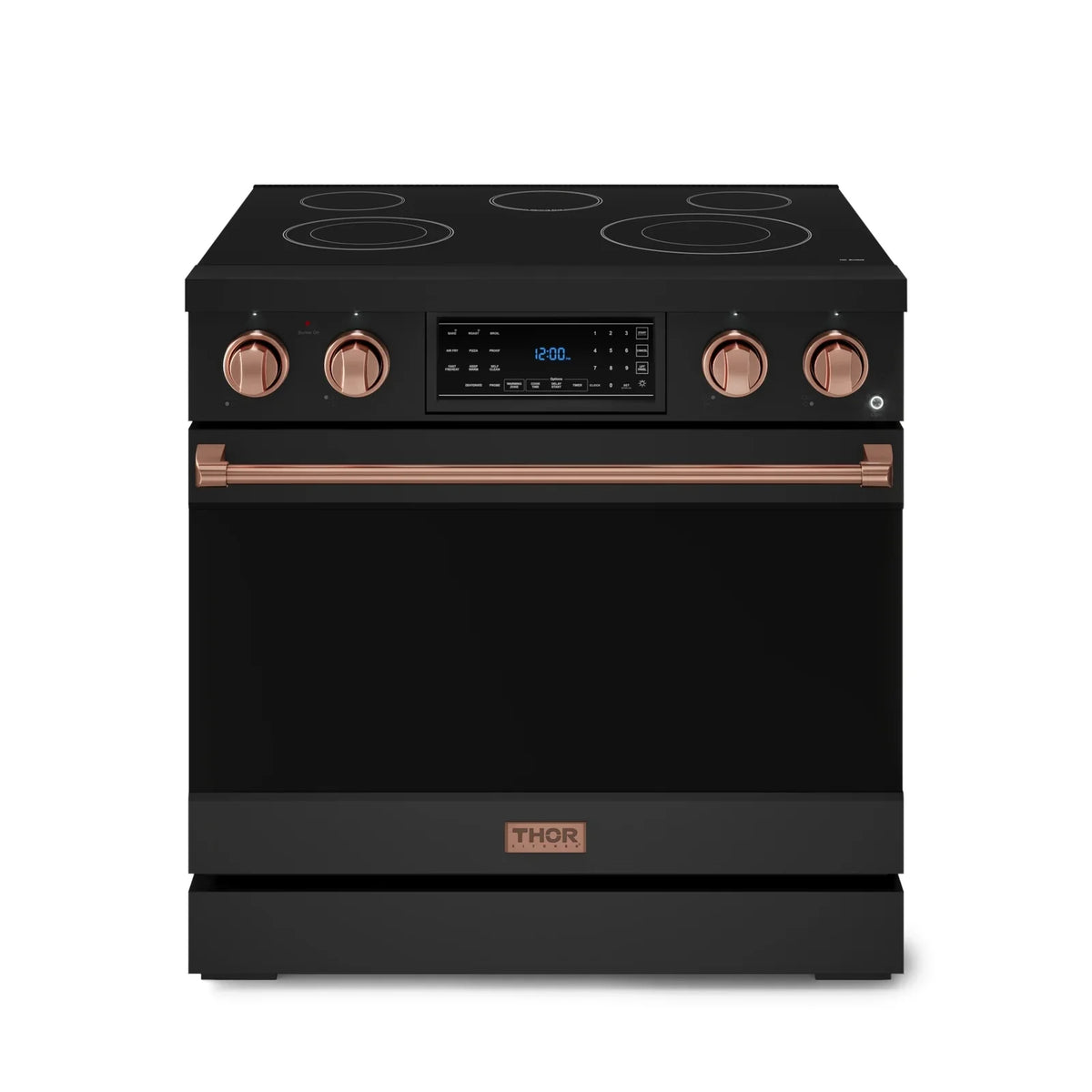 Thor Kitchen Gordon Ramsay Series 36-Inch Professional Electric Range with Tilt Panel Touch Control in Black with Rose Gold Trim RSE36B-RSG - Electric Range - Thor Kitchen