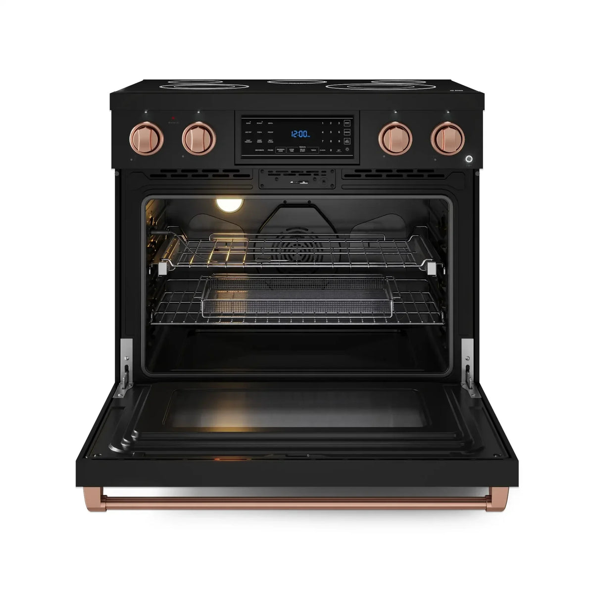 Thor Kitchen Gordon Ramsay Series 36-Inch Professional Electric Range with Tilt Panel Touch Control in Black with Rose Gold Trim RSE36B-RSG - Electric Range - Thor Kitchen