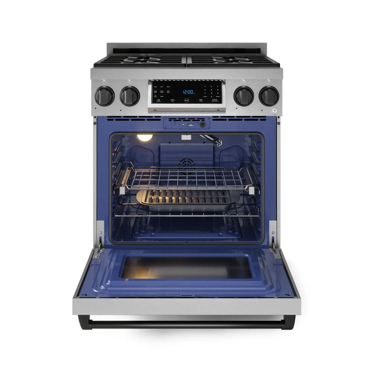 Thor Kitchen Gordon Ramsay Series 30-Inch Professional Liquid Propane/Gas Range with Tilt Panel Touch Control in Stainless Steel with Black Trim RSG30-BLK/RSG30LP-BLK - Gas Range - Thor Kitchen