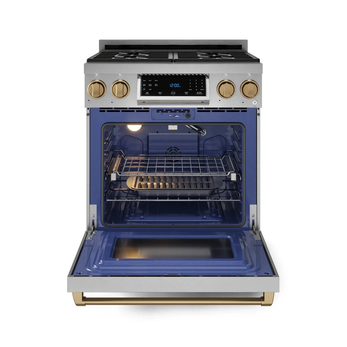 Thor Kitchen Gordon Ramsay Series 30-Inch Professional Liquid Propane/Gas Range with Tilt Panel Touch Control in Stainless Steel with Bronze Trim RSG30-BRZ/RSG30LP-BRZ - Gas Range - Thor Kitchen