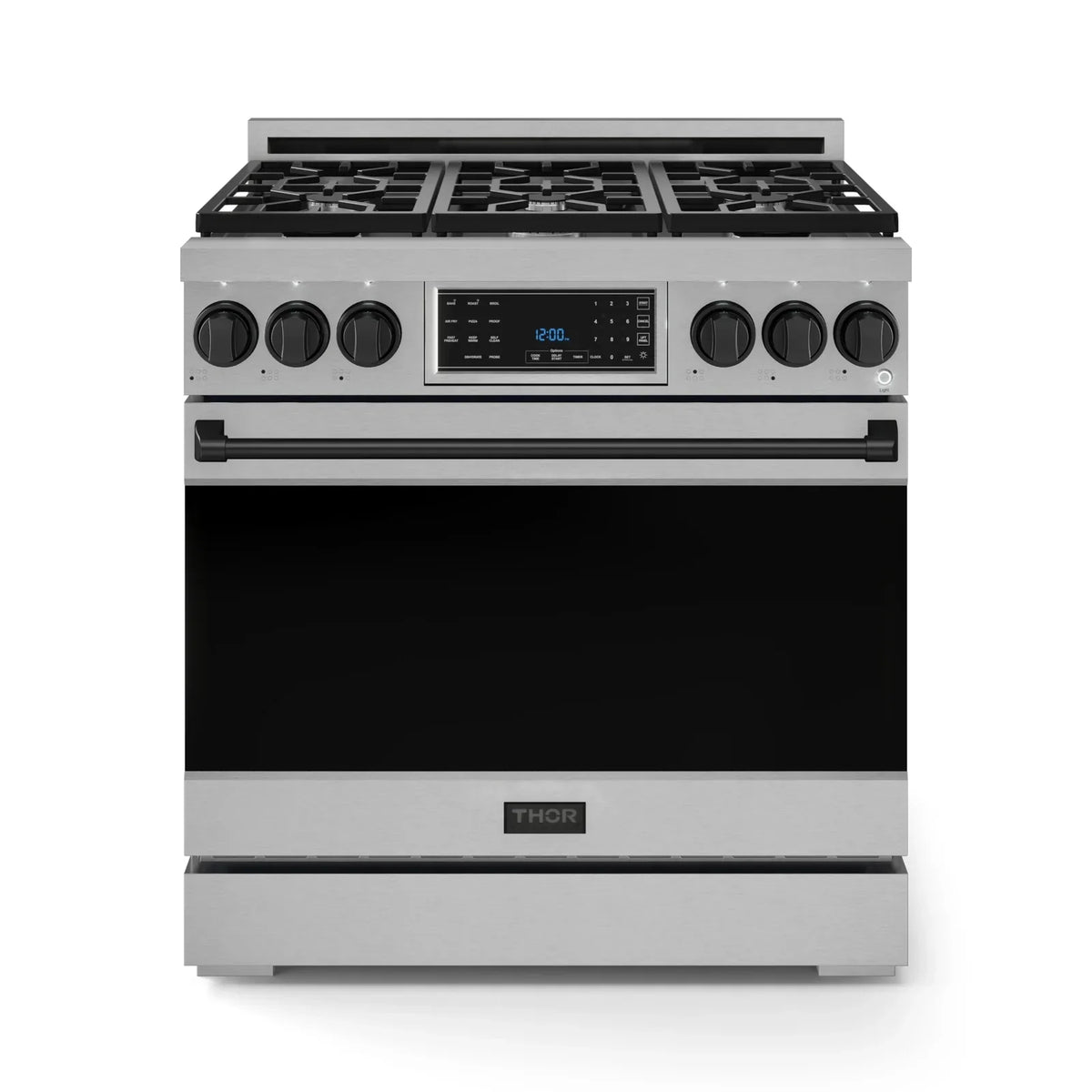 Thor Kitchen Gordon Ramsay Series 36-Inch Professional Liquid Propane/Gas Range with Tilt Panel Touch Control in Stainless Steel with Black Trim RSG36-BLK/RSG36LP-BLK - Gas Range - Thor Kitchen
