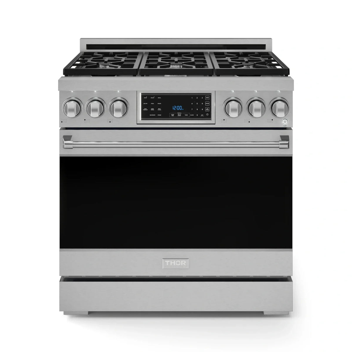 Thor Kitchen Gordon Ramsay Series 36-Inch Professional Liquid Propane/Gas Range with Tilt Panel Touch Control in Stainless Steel RSG36/RSG36LP - Gas Range - Thor Kitchen