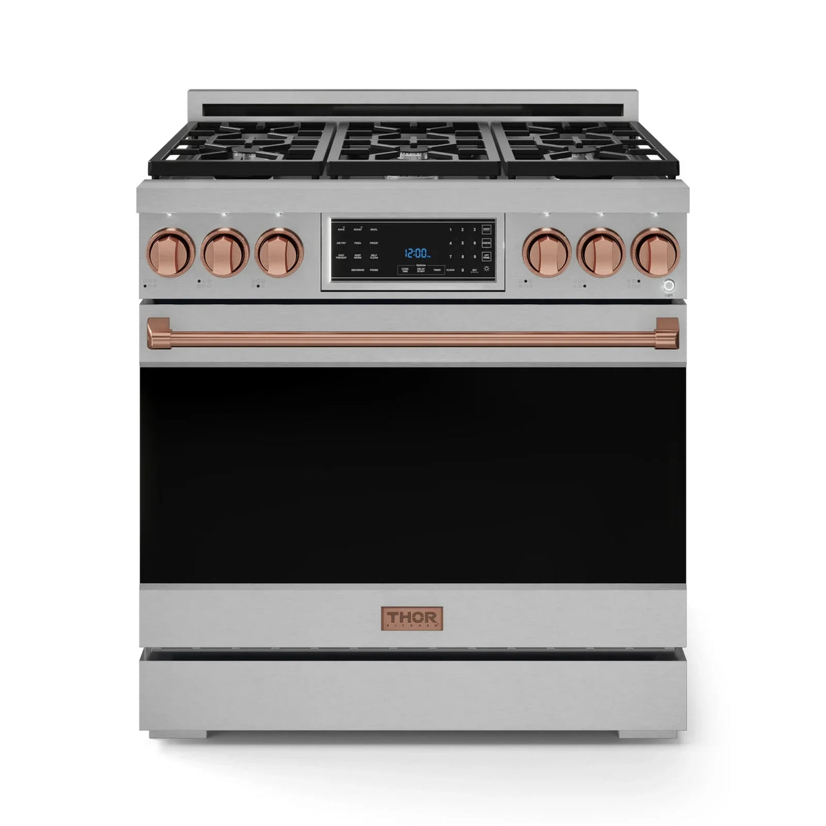 Thor Kitchen Gordon Ramsay Series 36-Inch Professional Liquid Propane/Gas Range with Tilt Panel Touch Control in Stainless Steel with Rose Gold Trim RSG36-RSG/RSG36LP-RSG - Gas Range - Thor Kitchen