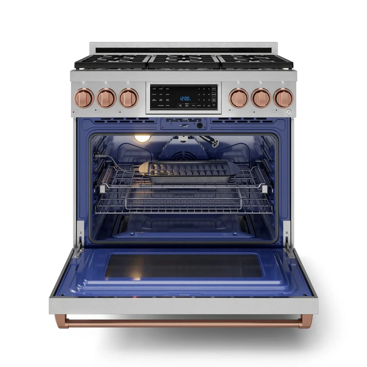 Thor Kitchen Gordon Ramsay Series 36-Inch Professional Liquid Propane/Gas Range with Tilt Panel Touch Control in Stainless Steel with Rose Gold Trim RSG36-RSG/RSG36LP-RSG - Gas Range - Thor Kitchen