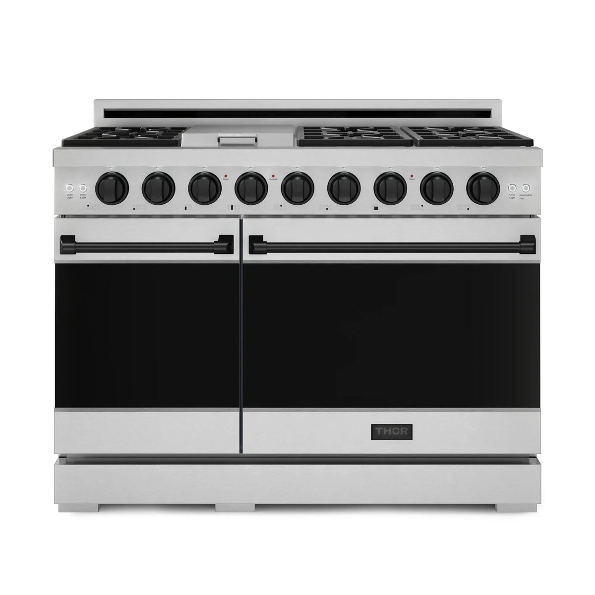 Thor Kitchen Gordon Ramsay Series 48-Inch Professional Liquid Propane/Gas Range with Double Oven in Stainless Steel with Black Trim RSG48E-BLK/RSG48ELP-BLK - Gas Range - Thor Kitchen