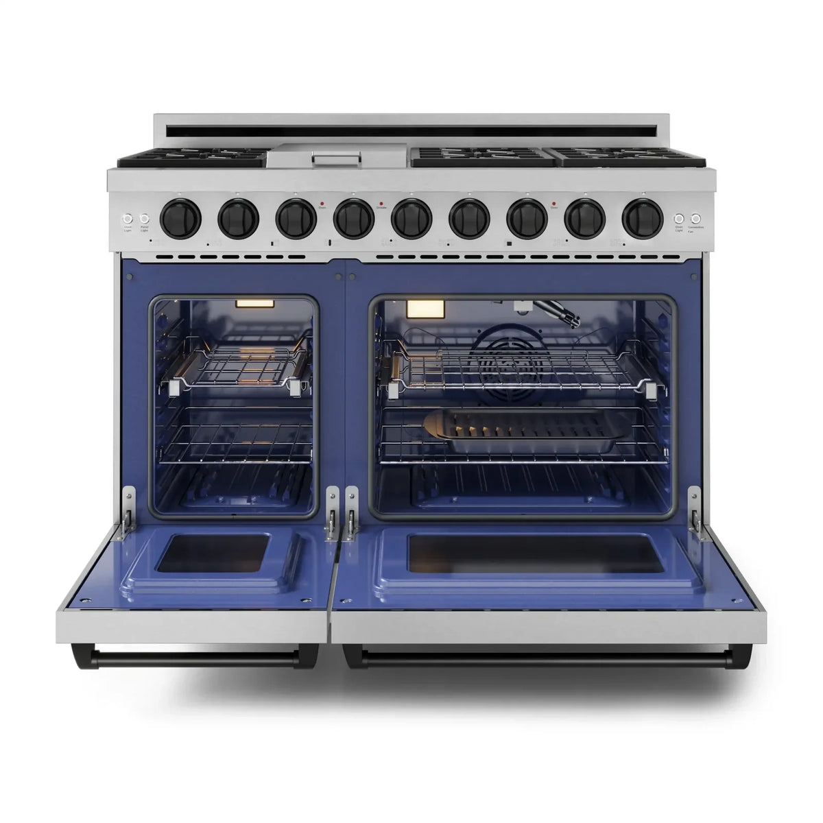 Thor Kitchen Gordon Ramsay Series 48-Inch Professional Liquid Propane/Gas Range with Double Oven in Stainless Steel with Black Trim RSG48E-BLK/RSG48ELP-BLK - Gas Range - Thor Kitchen