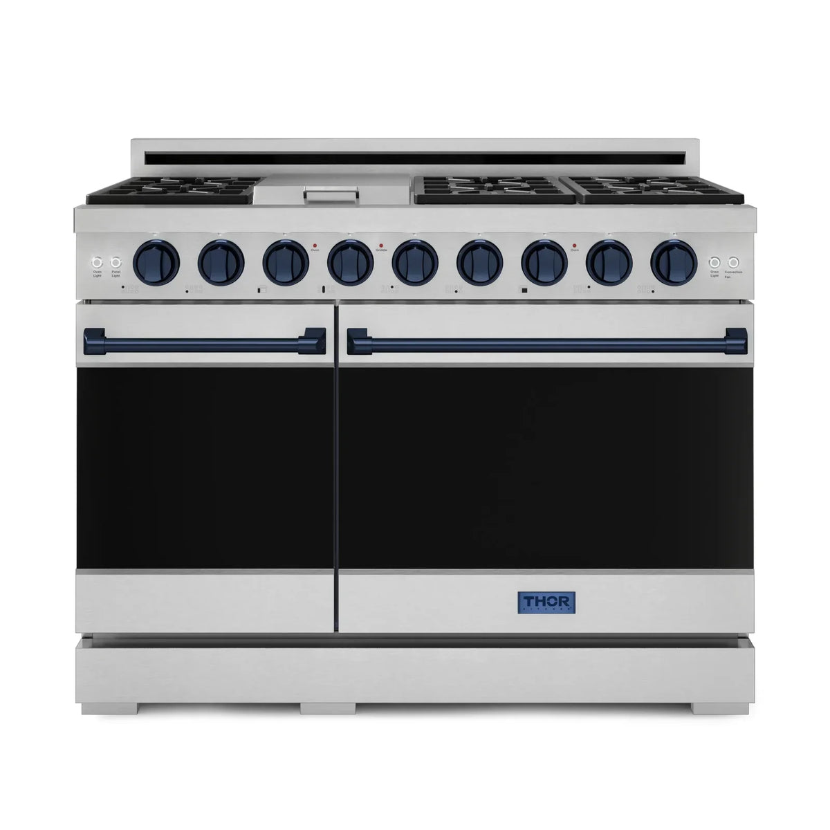 Thor Kitchen Gordon Ramsay Series 48-Inch Professional Liquid Propane/Gas Range with Double Oven in Stainless Steel with Blue Trim RSG48E-BLU/RSG48ELP-BLU - Gas Range - Thor Kitchen