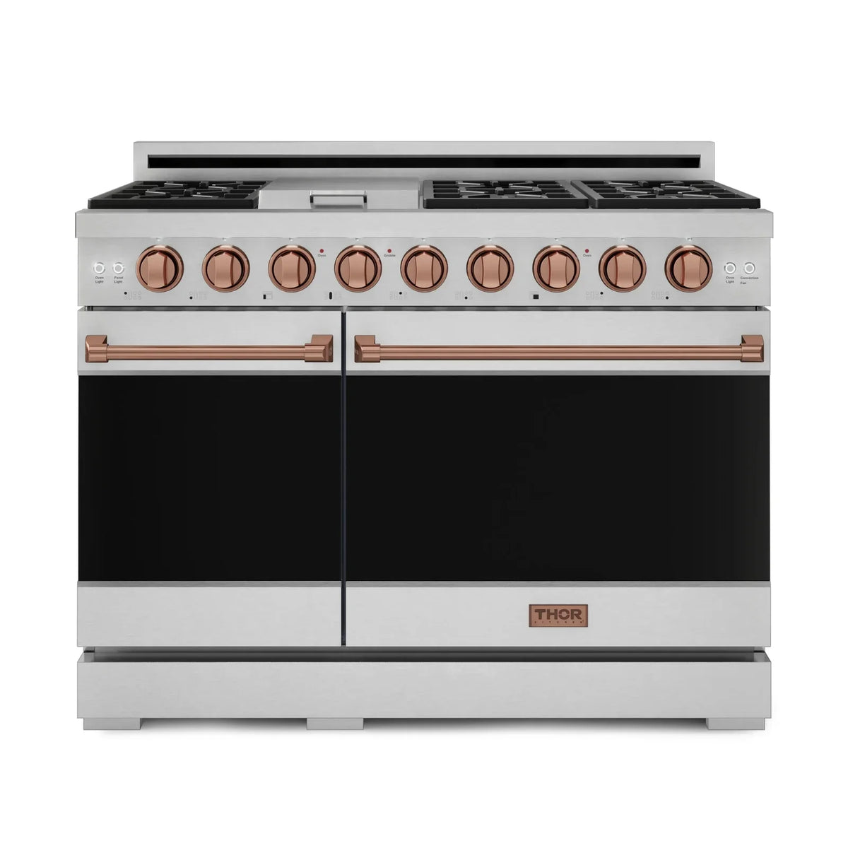 Thor Kitchen Gordon Ramsay Series 48-Inch Professional Liquid Propane/Gas Range with Double Oven in Stainless Steel with Rose Gold Trim RSG48E-RSG/RSG48ELP-RSG - Gas Range - Thor Kitchen