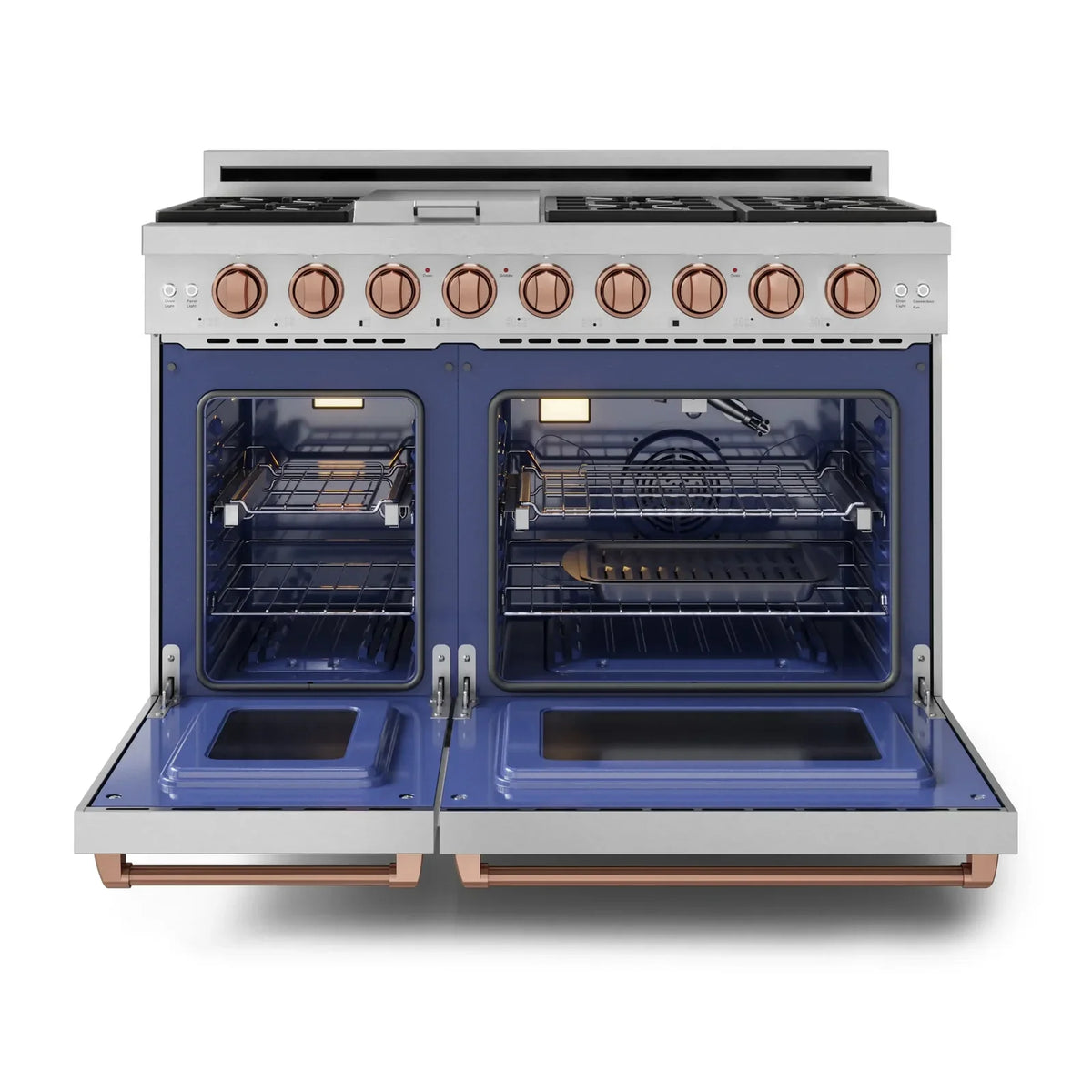 Thor Kitchen Gordon Ramsay Series 48-Inch Professional Liquid Propane/Gas Range with Double Oven in Stainless Steel with Rose Gold Trim RSG48E-RSG/RSG48ELP-RSG - Gas Range - Thor Kitchen