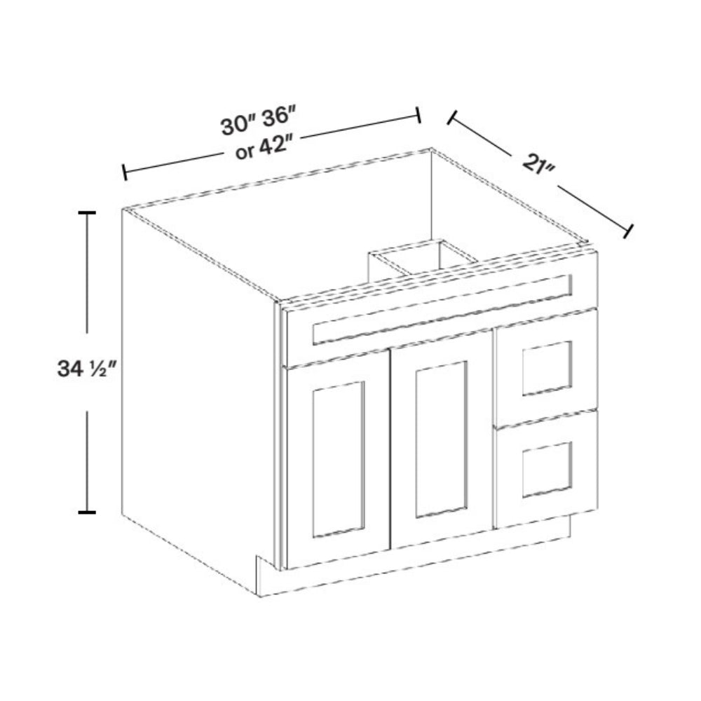 36" Modern Style Bathroom Vanity Sink Drawer Base Set with 2 Drawers V3621TDR