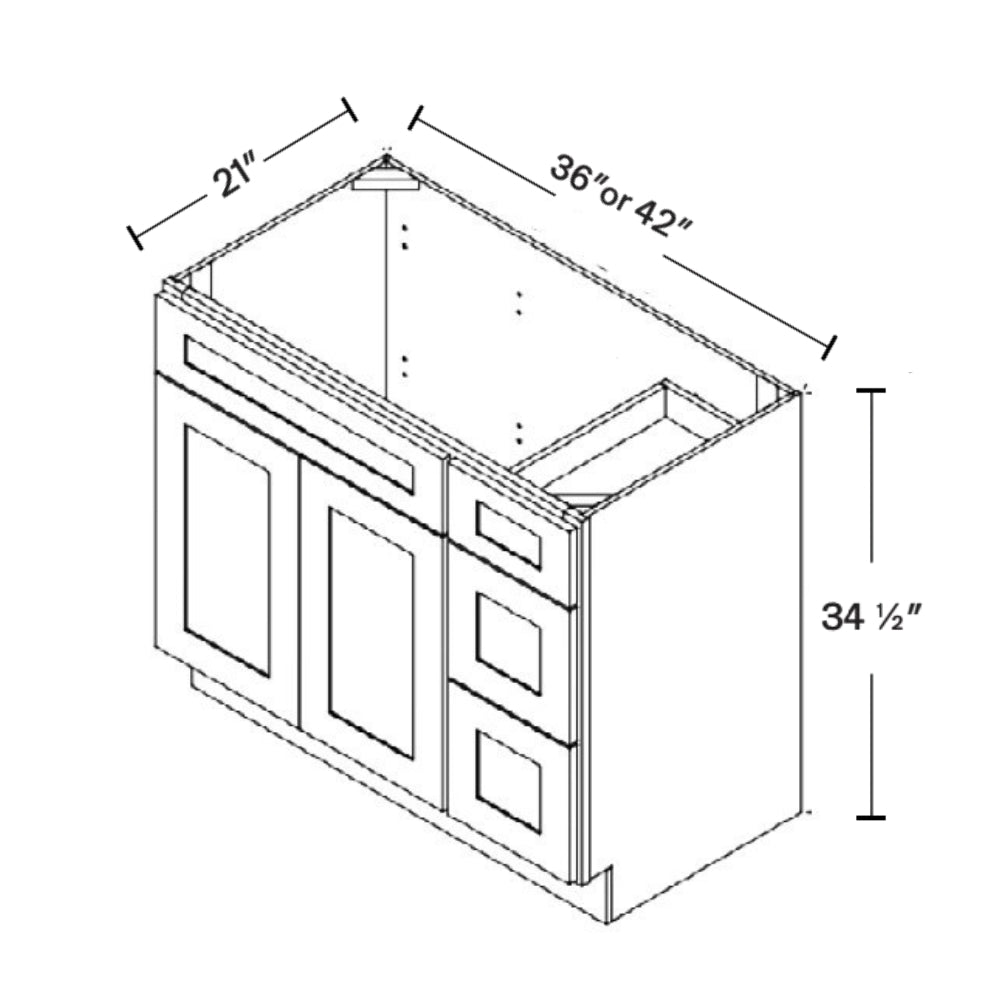 42" Modern Style Bathroom Vanity Sink Drawer Base Set with 3 Drawers V4221DR