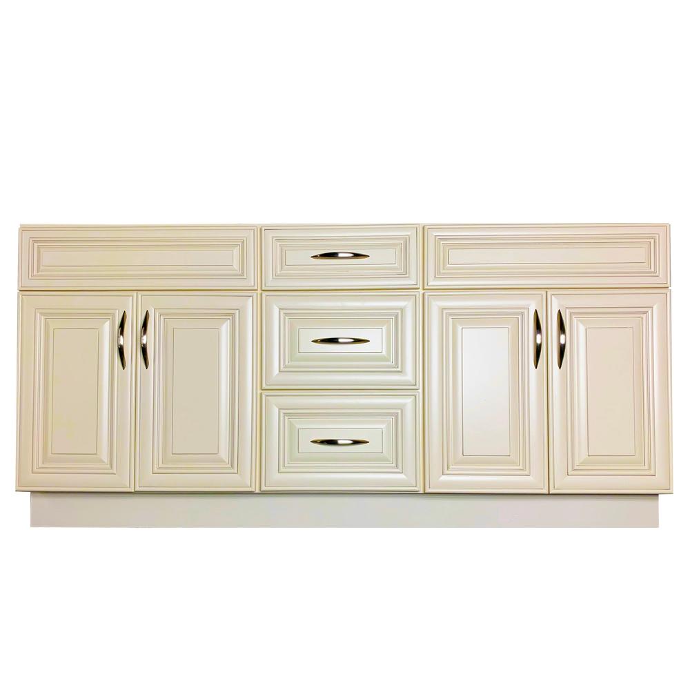 Crown VSD72DD 72" Solid Wood Double Sink Bathroom Vanity with Quartz Top & Sink - RenoShop