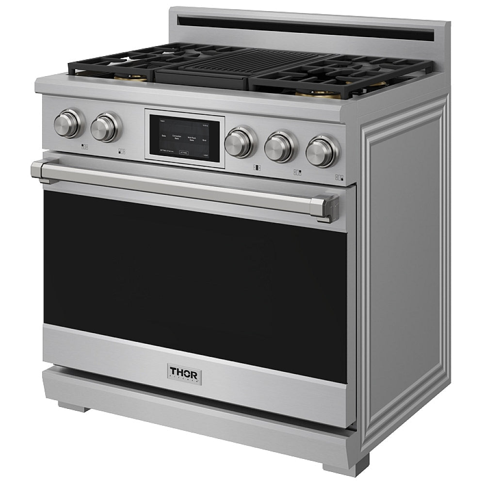 Thor Kitchen 36-Inch Professional Dual Fuel Range with Natural Gas 5 Burners Cooktop and 6.0 Cu. Ft. Electric Oven XRD36E - Gas Range - Thor Kitchen