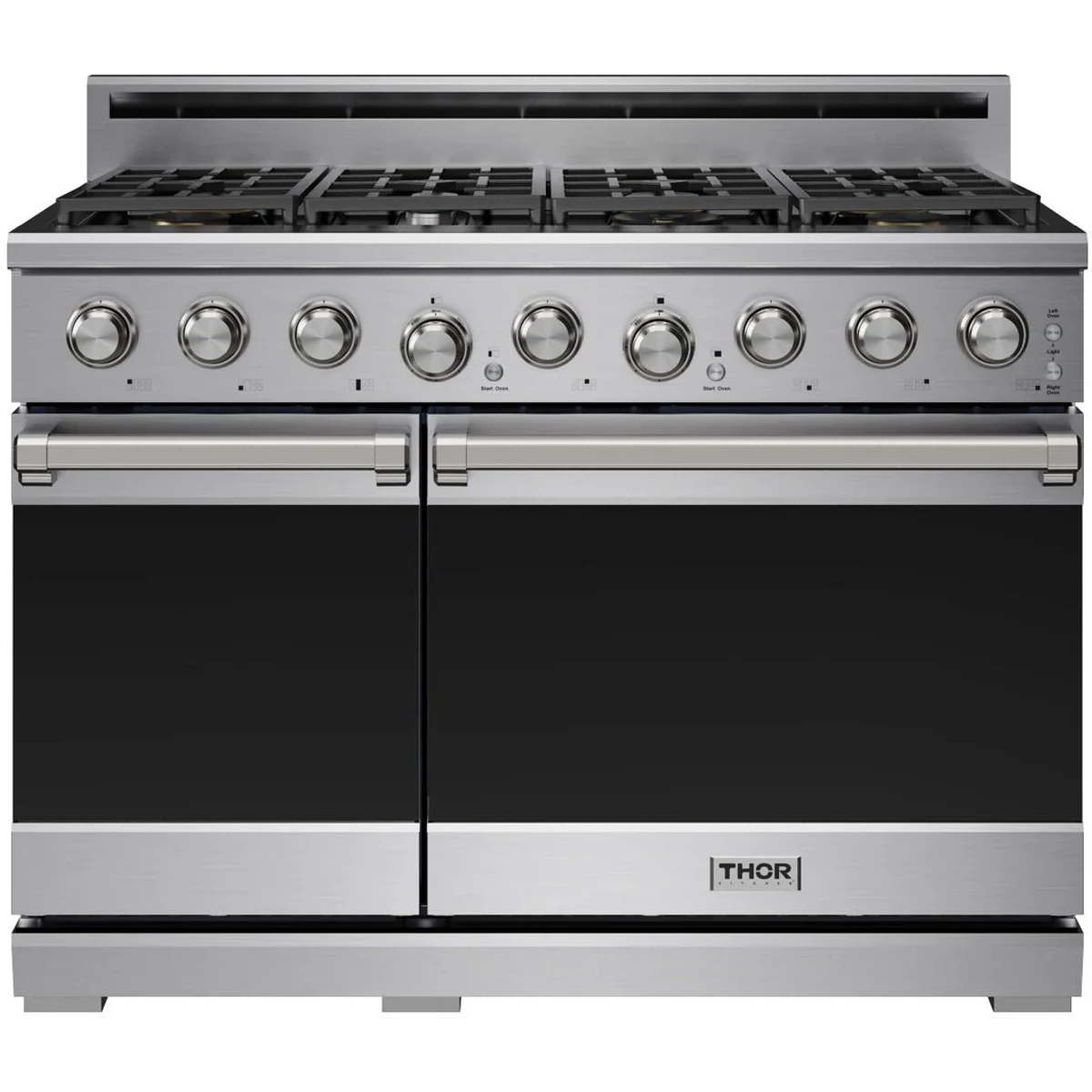 Thor Kitchen 48-Inch Professional Natural Gas Range with 7.6 Cu. Ft. Oven and 6 Cooktop Burners in Stainless Steel XRG48E - Gas Range - Thor Kitchen