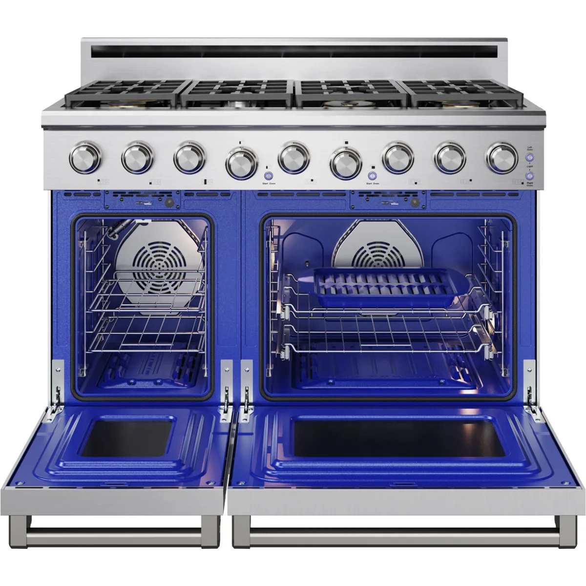 Thor Kitchen 48-Inch Professional Natural Gas Range with 7.6 Cu. Ft. Oven and 6 Cooktop Burners in Stainless Steel XRG48E - Gas Range - Thor Kitchen