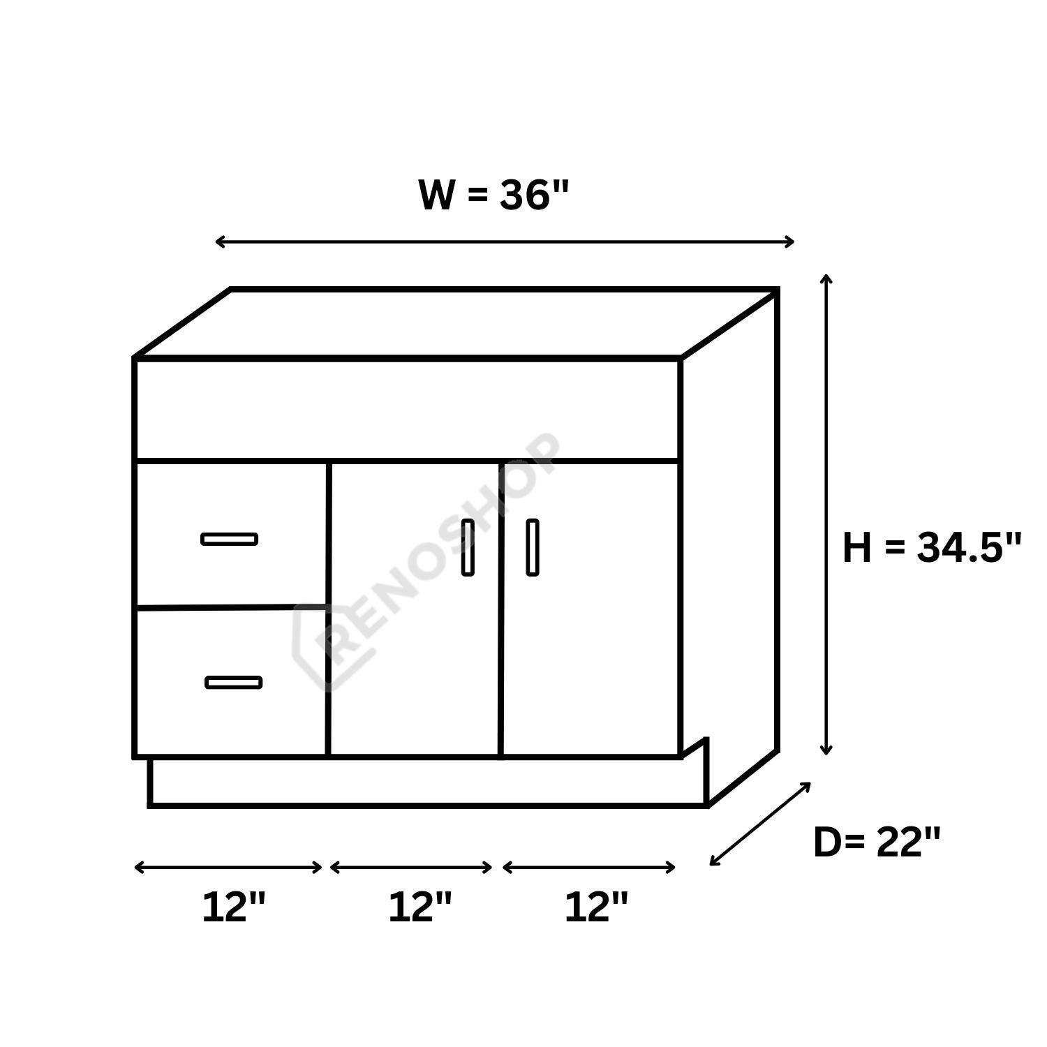 COG Solid Wood Bathroom Vanity cabinet only