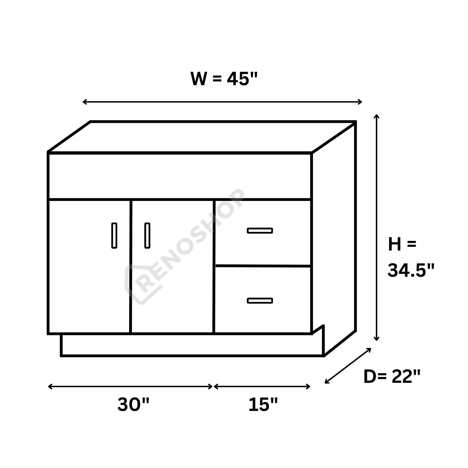 COG Solid Wood Bathroom Vanity cabinet only