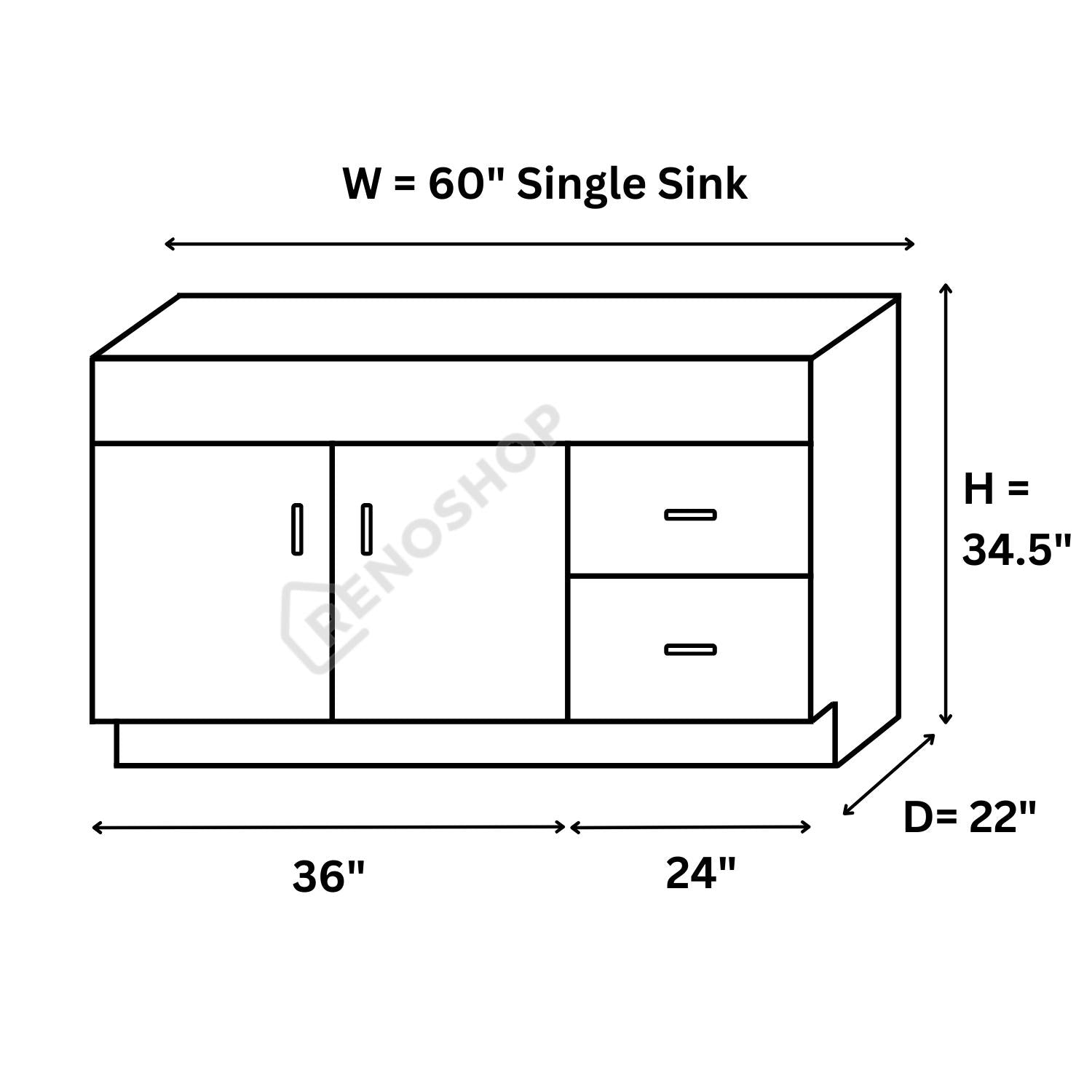 COG Solid Wood Bathroom Vanity cabinet only