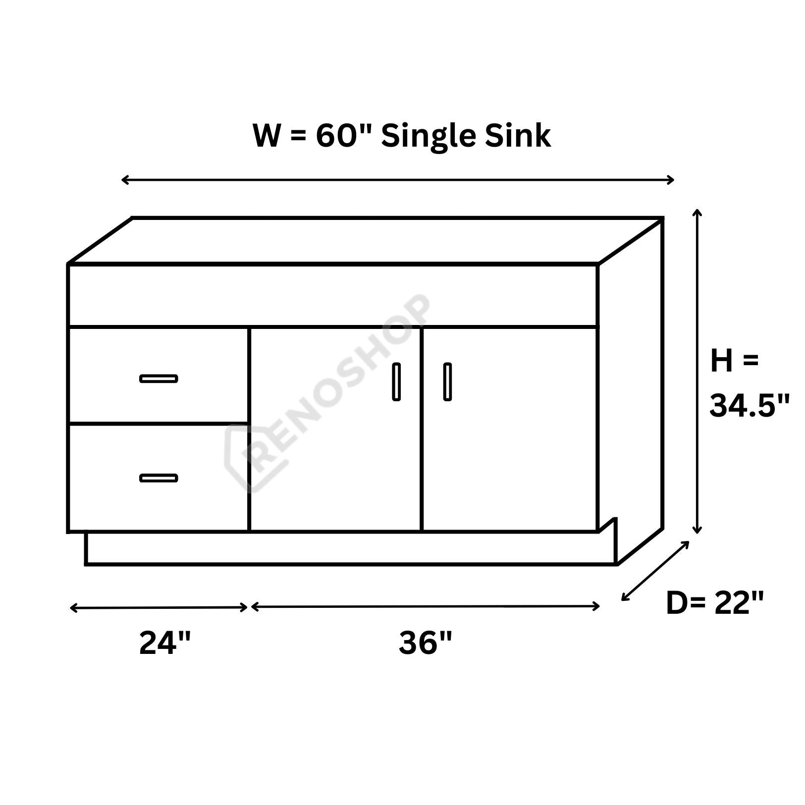 COG Solid Wood Bathroom Vanity cabinet only