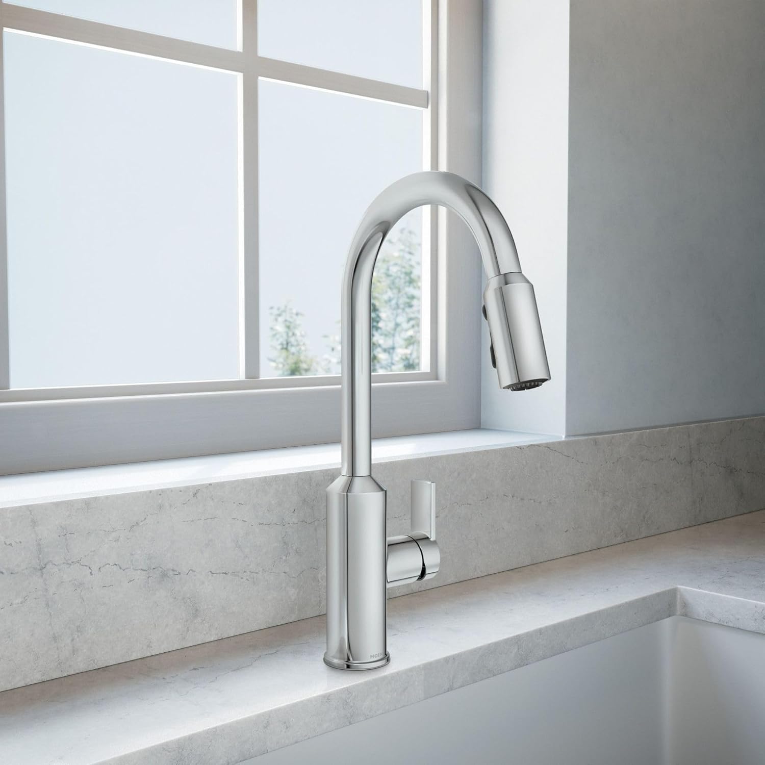 MOEN Meena Single-Handle Pull-Down Sprayer Kitchen Faucet with Power Clean and Reflex in Chrome 87270