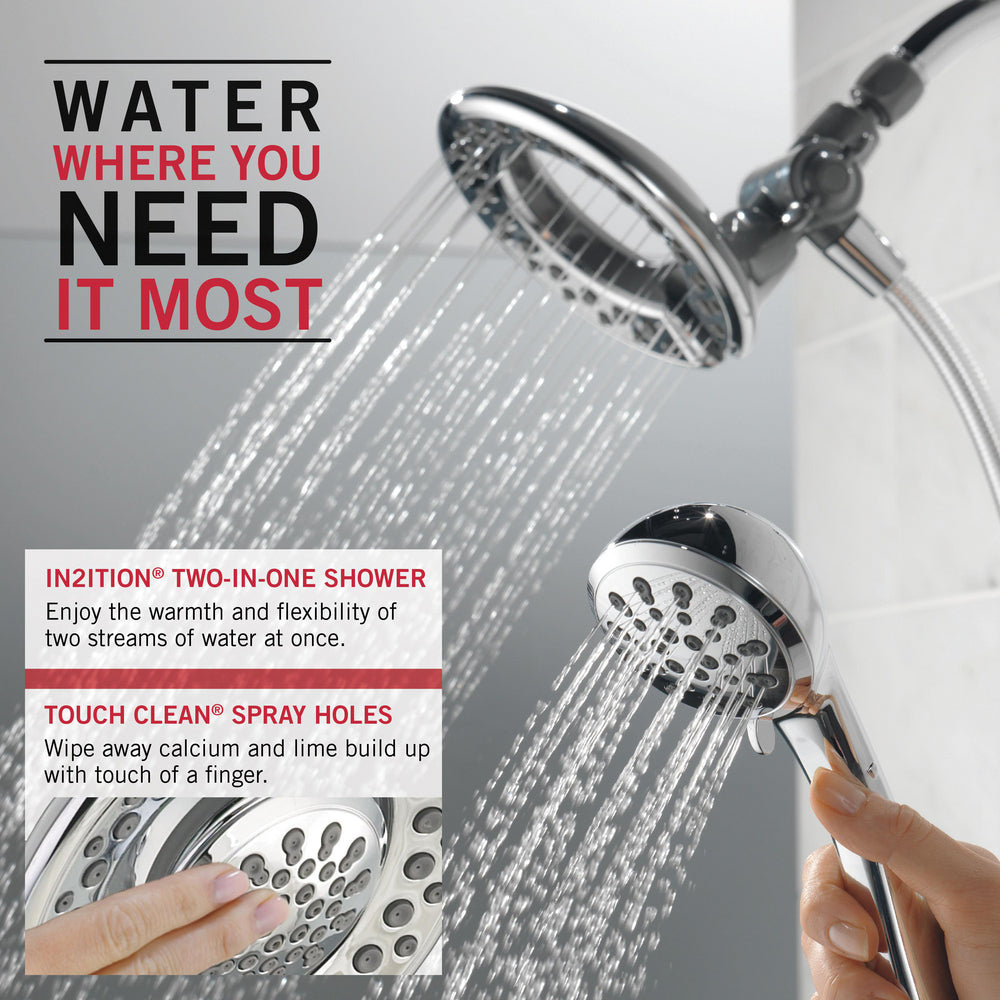 Delta In2ition Chrome 2-in-1 4 Spray Settings Shower Head 75486C-140