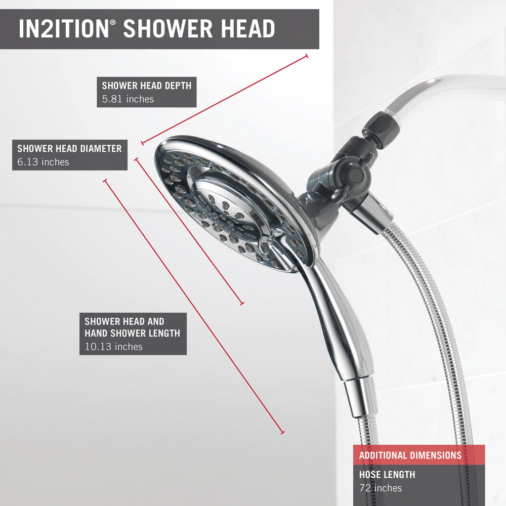 Delta In2ition Chrome 2-in-1 4 Spray Settings Shower Head 75486C-140