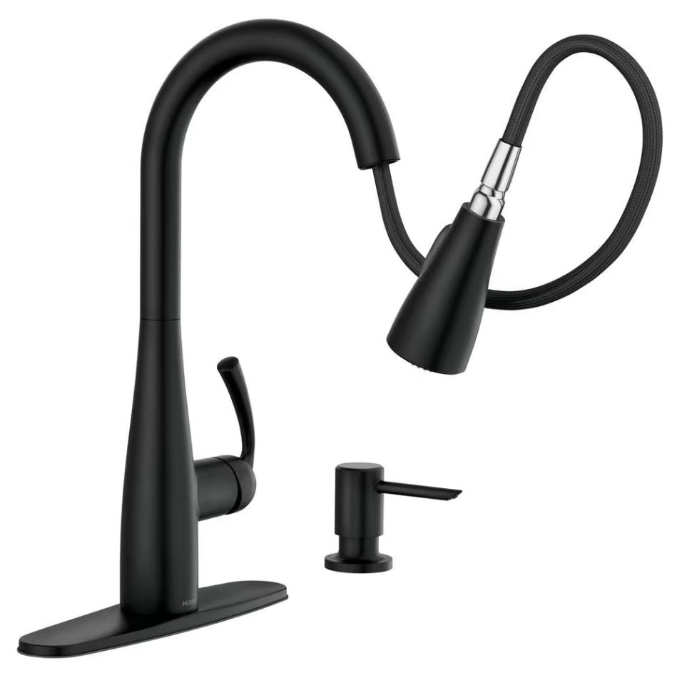 MOEN Essie Pull Down Kitchen Faucet/Tap with Soap Dispenser in Matte Black 87014BL