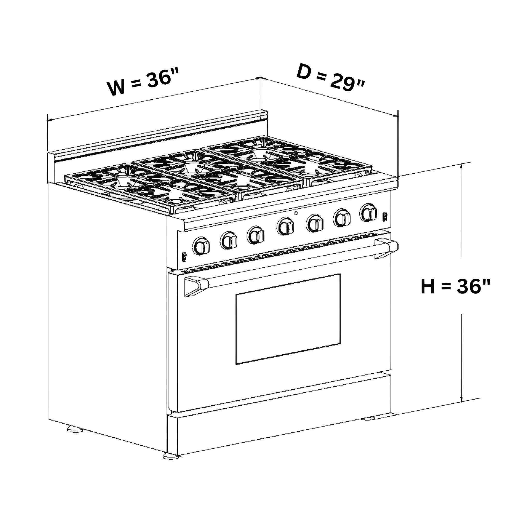 36 Inch Best Dual Fuel Gas Range Stove