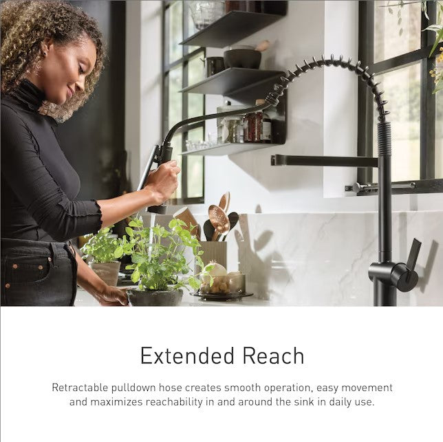MOEN Essie Pull Down Kitchen Faucet/Tap with Soap Dispenser in Matte Black 87814BL