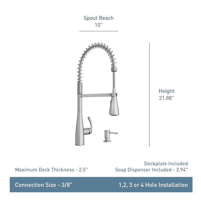 MOEN Essie Pull Down Kitchen Faucet/Tap with Soap Dispenser in Matte Black 87814BL