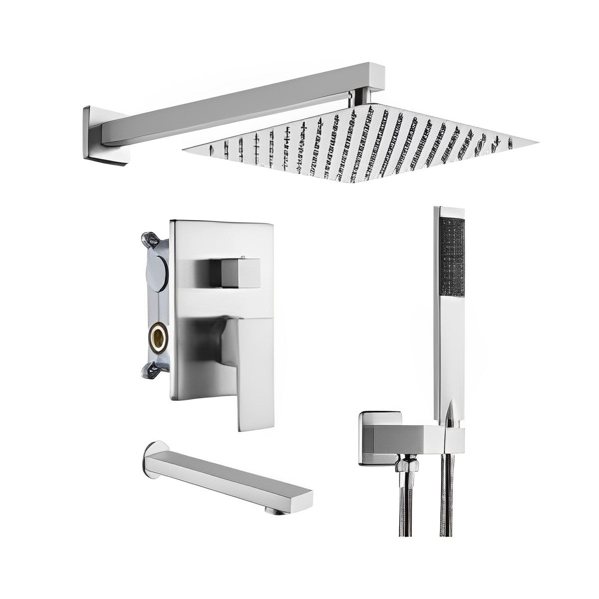 Brushed Nickel Rain Shower Set CM8043-1BN - RenoShop