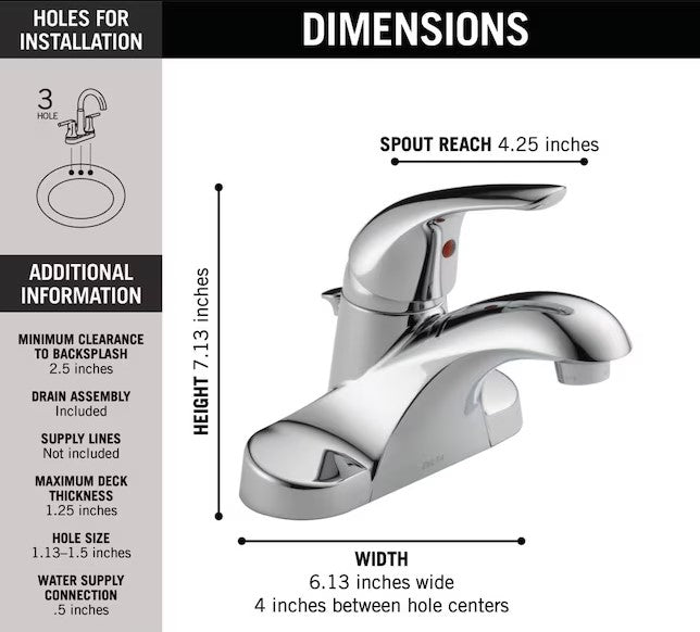 Delta Foundations 4 in. Centerset Single Handle Bathroom Faucet in Polished Chrome B510LF-PPU-PRO