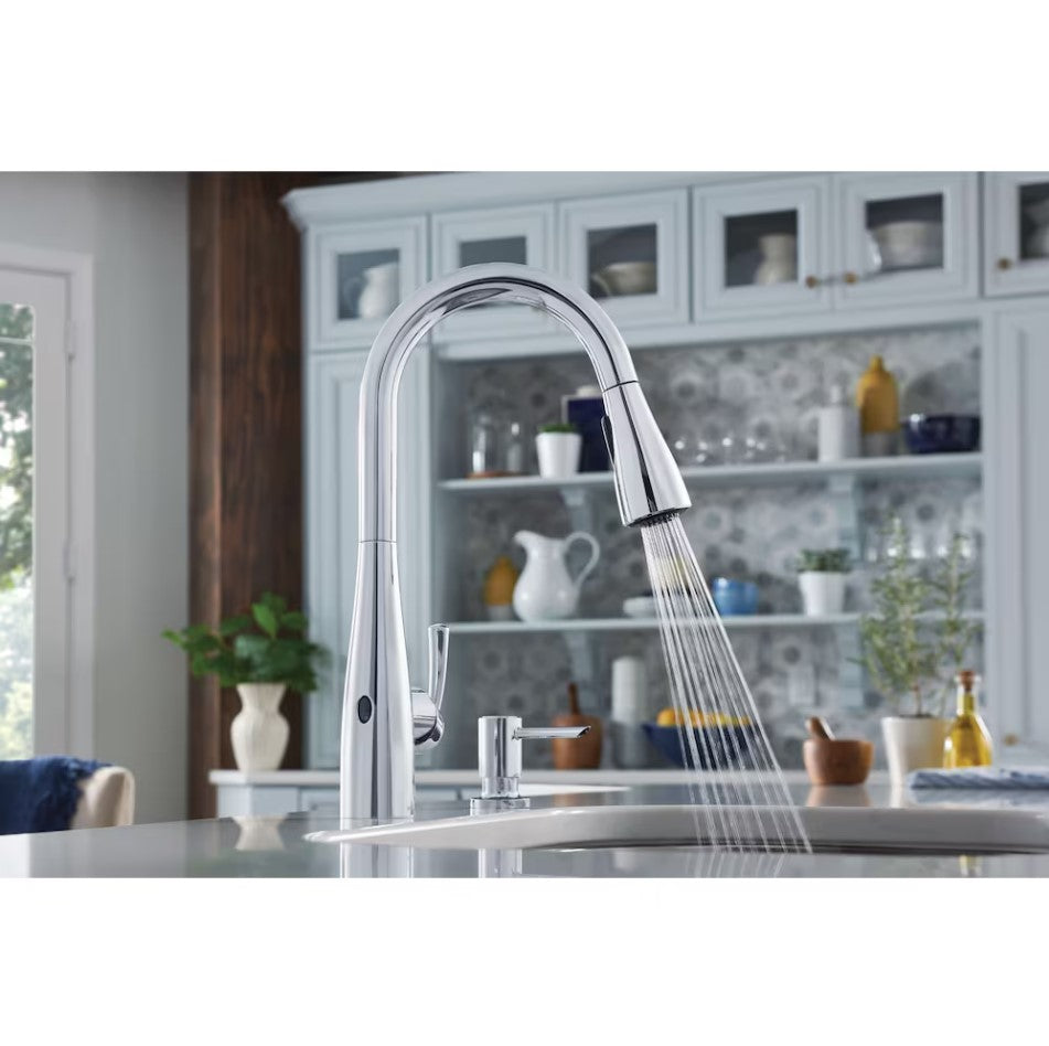 MOEN Essie Touchless Pull Down Kitchen Faucet/Tap with Soap Dispenser in Chrome - 87014EWC