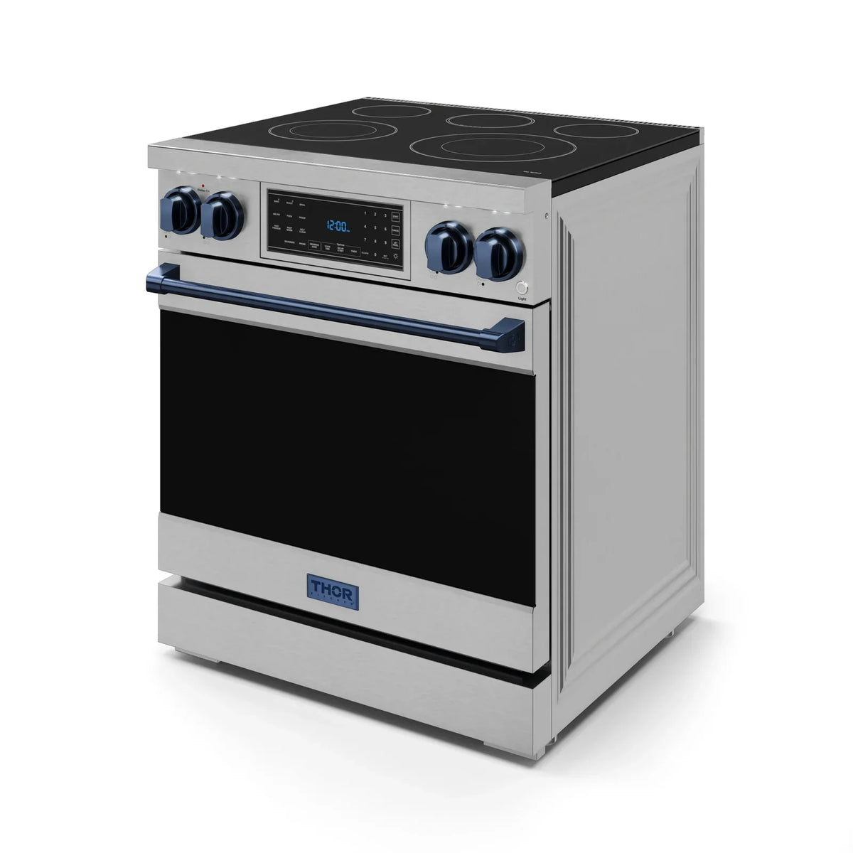Thor Kitchen Gordon Ramsay Series 30-Inch Professional Electric Range with Tilt Panel Touch Control in Stainless Steel with Navy Blue Trim RSE30-BLU -  Electric Range - Thor Kitchen