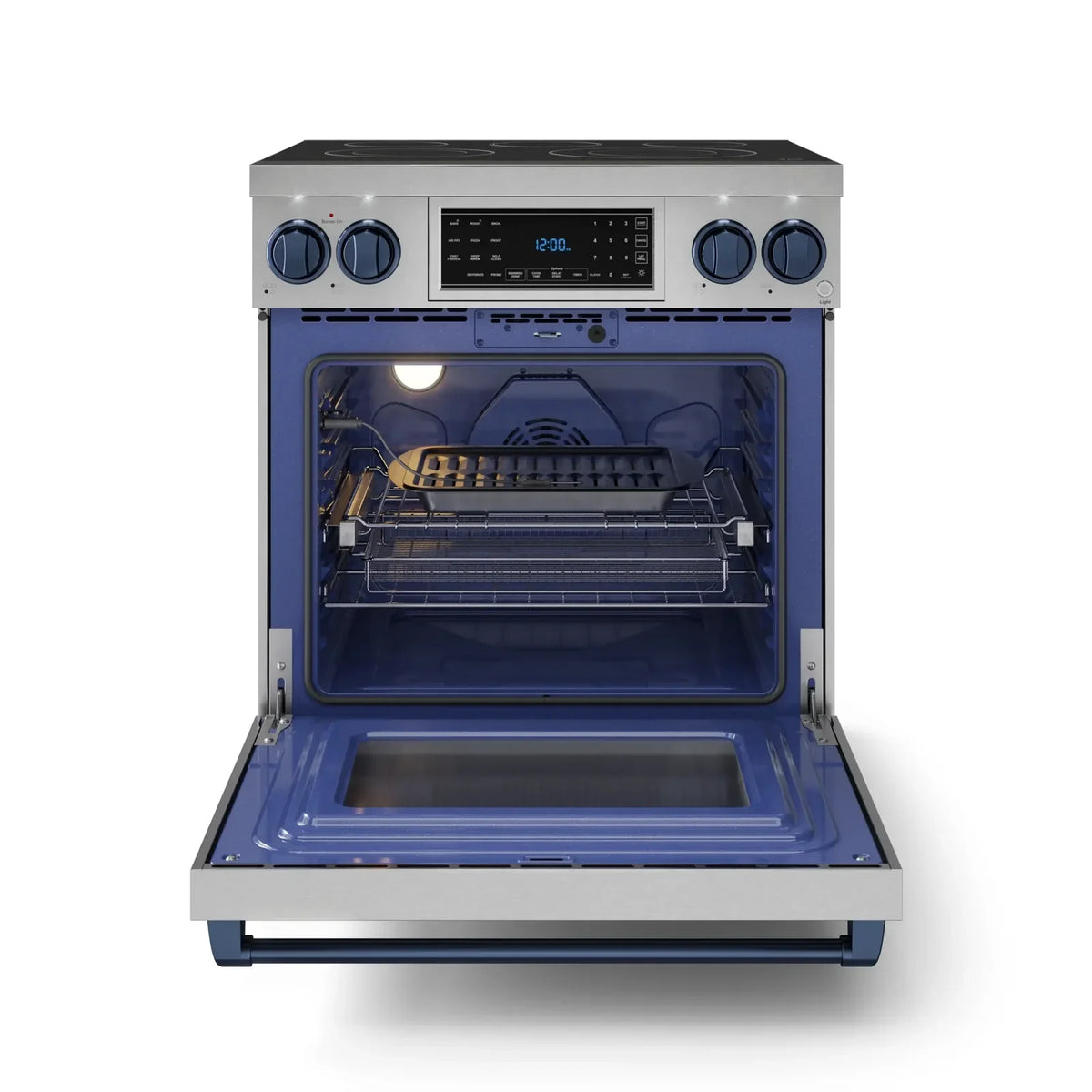 Thor Kitchen Gordon Ramsay Series 30-Inch Professional Electric Range with Tilt Panel Touch Control in Stainless Steel with Navy Blue Trim RSE30-BLU -  Electric Range - Thor Kitchen