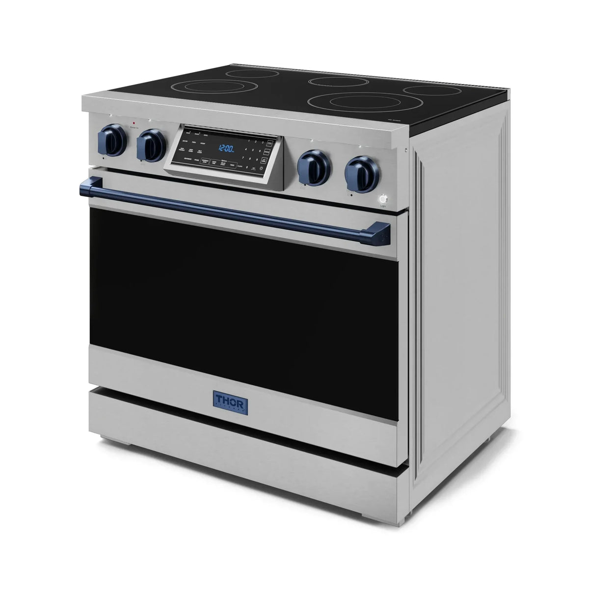 Thor Kitchen Gordon Ramsay Series 36-Inch Professional Electric Range with Tilt Panel Touch Control in Stainless Steel with Navy Blue Trim RSE36-BLU -  Electric Range - Thor Kitchen