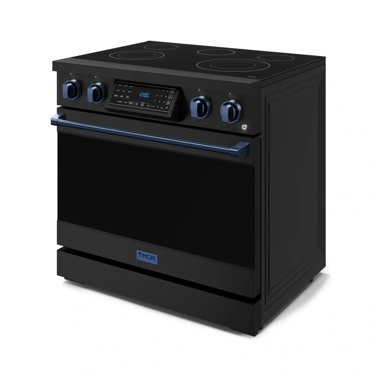 Thor Kitchen Gordon Ramsay Series 36-Inch Professional Electric Range with Tilt Panel Touch Control in Black with Navy Blue Trim RSE36B-BLU -  Electric Range - Thor Kitchen