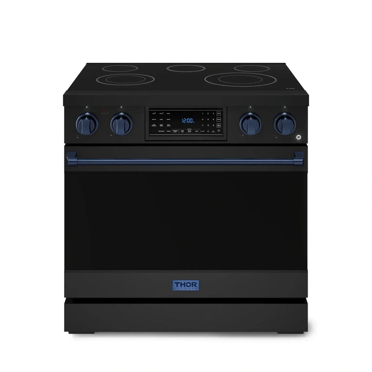 Thor Kitchen Gordon Ramsay Series 36-Inch Professional Electric Range with Tilt Panel Touch Control in Black with Navy Blue Trim RSE36B-BLU -  Electric Range - Thor Kitchen
