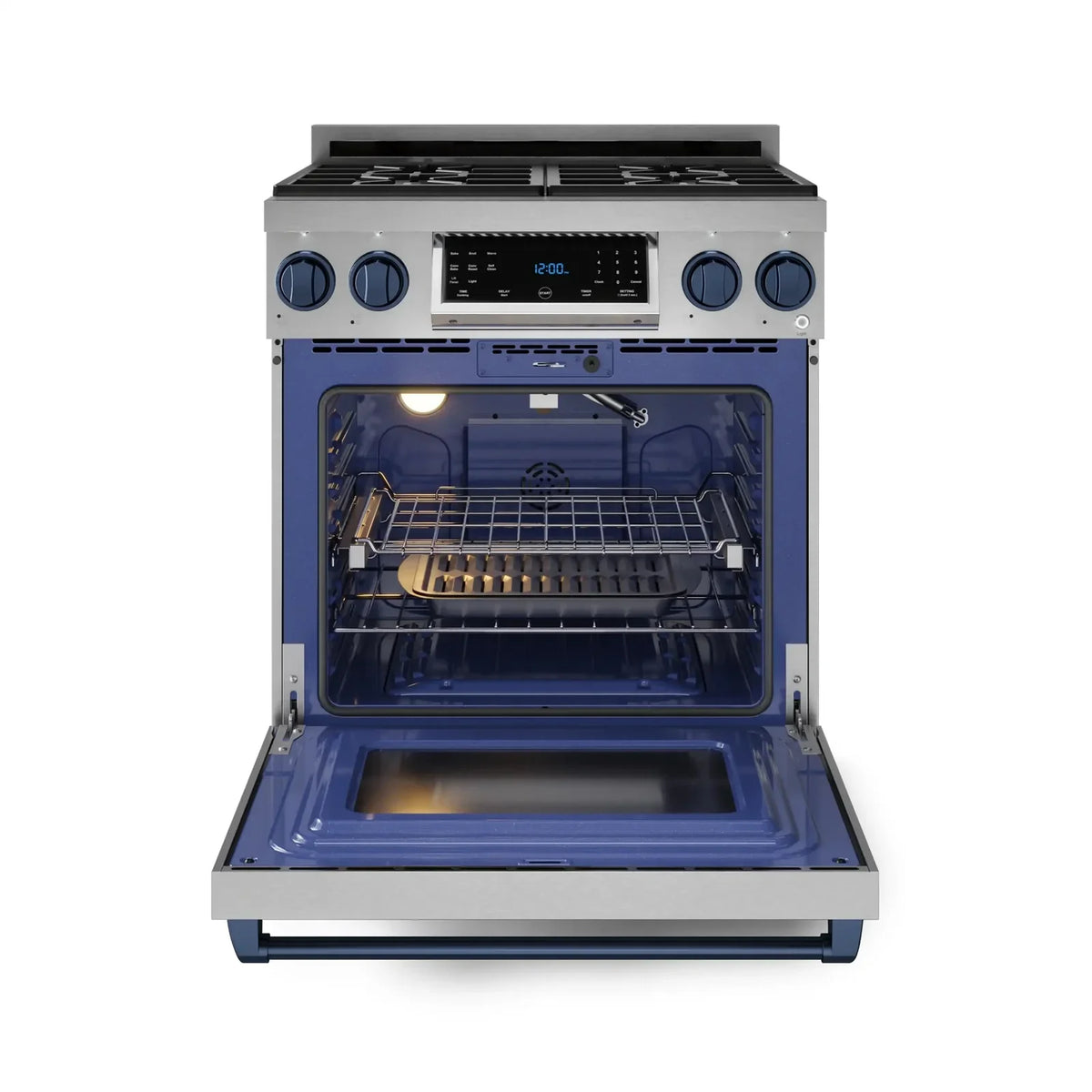 Thor Kitchen Gordon Ramsay Series 30-Inch Professional Liquid Propane/Gas Range with Tilt Panel Touch Control in Stainless Steel with Navy Blue Trim RSG30-BLU/RSG30LP-BLU -  Gas Range - Thor Kitchen