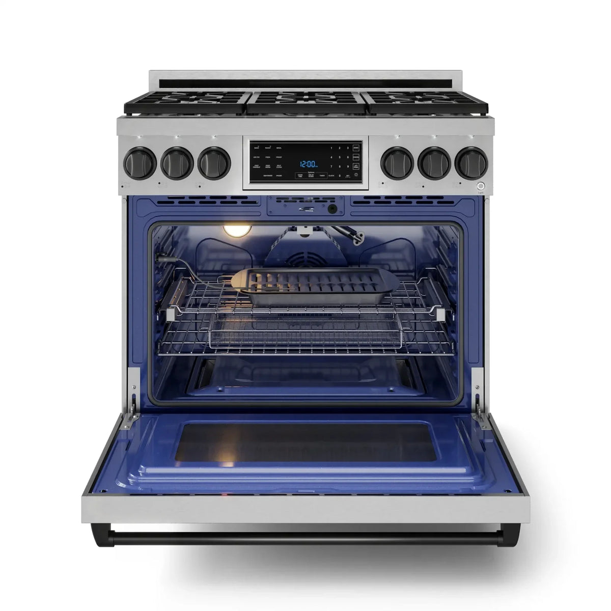 Thor Kitchen Gordon Ramsay Series 36-Inch Professional Liquid Propane/Gas Range with Tilt Panel Touch Control in Stainless Steel with Black Trim RSG36-BLK/RSG36LP-BLK -  Gas Range - Thor Kitchen